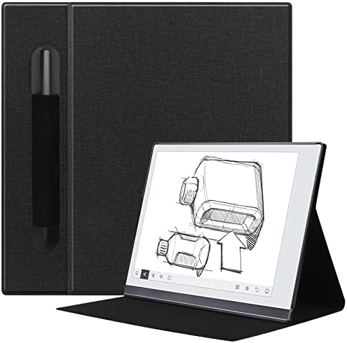 VOVIPO Custodia in pelle a libro ultrasottile con supporto e tasca per tasca per Remarkable 2 10.3 2020 Released Digital Paper-Black