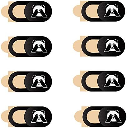 JeoPoom Webcam Cover[8 Pezzi], Copri Webcam Slider Copertura Webcam Ultra Sottile Front Camera Cover per Laptop, PC, Tablet, Smartphones(Modello Panda)