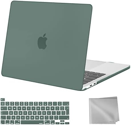 MOSISO Case Compatibile con MacBook Pro 13 Pollici 2023 2022 2021-2016 M2 M1 A2338 A2289 A2251 A2159 A1989 A1706 A1708, Plastica Custodia Rigida & Tastiera Cover & Pulire il Panno, Midnight Green