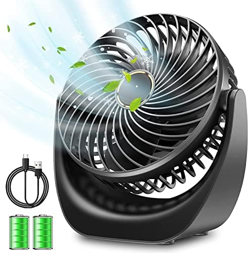 SHAVINGFUN Ventilatore da Tavolo,Mini ventilatore usb,ventilatore scrivania di 4000mAh Ricaricabile,5 Velocità ventilatore da tavolo silenzioso,Per Ufficio, Soggiorno,Viaggi ventilatore a batteria