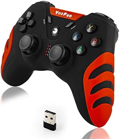VooFun Joystick PC Wireless, Controller PC Gaming Joystick PS3, Gamepad con Doppia Vibrazione, Controller per PC Windows(7/8/10/11), PS3, Steam, Laptop, Raspberry Pi, Android Smart TV, TV Box (Rosso)