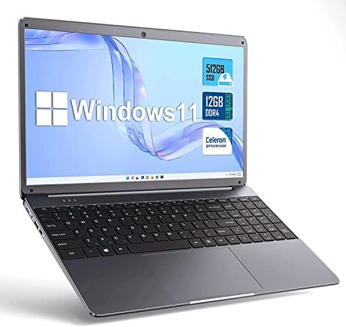 SGIN PC Portatile 15,6 pollici, 12 GB RAM 512 GB SSD Computer portatile 11 Home System Notebook, Celeron N5095, Up to 2.8Ghz, FHD 1920×1080, Bluetooth 4.2, 2.4/5.0G WiFi