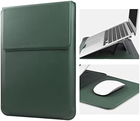 HoYiXi 14” Laptop Custodia con Stand Sleeve Case in Pelle Compatibile con MacBook Pro 14 2021/ASUS Vivobook 14/HP Pavilion X360/Lenovo IdeaPad/Dell Lenovo HP ASUS Acer HUAWEI Matebook 14” PC, Verde