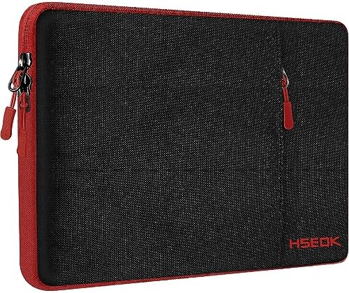 HSEOK Custodia Computer PC 15.6 Pollici Notebook Portatile Borsa Sleeve a 2 Scomparti Impermeabile, Compatibile da 15-15,6 Pollici dell/Ausu/Acer/HP/Toshiba/Lenovo/Surface Book,Nero&Bordo Rosso