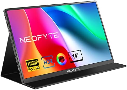 NEOFYTE by ARZOPA Monitor Portatile, 14 Pollici FHD 1080P Monitor Schermo, Sottile HDR IPS Schermo Portatile con USB C/HDMI per laptop PC Laptop PS5 Xbox Switch Telefono, NEOSCREEN T14P
