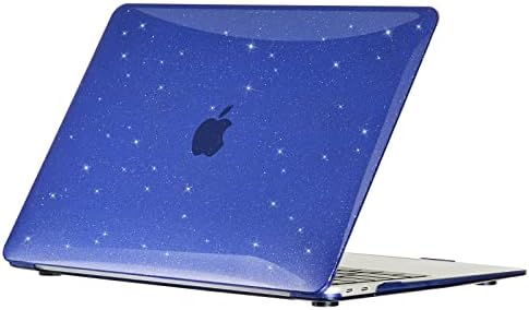 EooCoo Custodia compatibile con Macbook Air 13 Pollici M1 A2337 A2179 A1932 con Retina Display, 2021 2020 2019 2018 Pubblicazione,Plastica Cover Rigide,Scintillante Blu Scuro