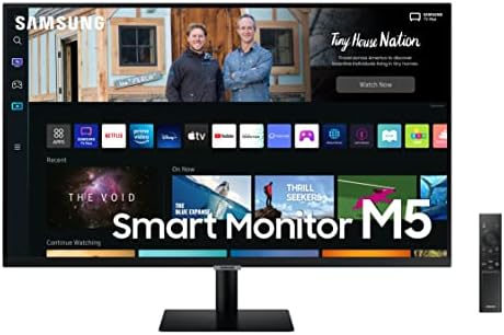 Samsung Smart Monitor M5 (S32BM502), 1920 x 1080 (Full HD), piattaforma Smart TV, Airplay, Mirroring, Office 365, Wireless Dex, altoparlanti integrati, WiFi, HDMI, USB Type-C, piatto da 32″