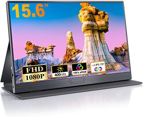 CUIUIC Monitor Portatile, 15.6 Pollici USB C Monitor Schermo IPS,FHD 1920×1080 HDR Monitor Sottile Mobile Esterno con Tipo C HDMI,Display Mobile con Altoparlante per PC Laptop Xbox PS4/5 MacBook