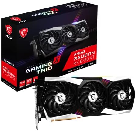 MSI Radeon RX 6750 XT GAMING X TRIO 12G – Scheda grafica da gaming AMD RX 6750 XT, GPU 2554/2623 MHz, memoria DDR6 da 12000 MB, velocità di memoria 18000 MHz, Memory Bus 192bit
