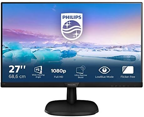 Philips 273V7QJAB Monitor 27″ LED IPS Full HD, 4ms, 3 Side Frameless, Low Blue Mode, Flicker Free, HDMI, Display Port, VGA, VESA, Audio Integrato, Nero