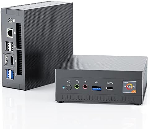 NiPoGi Mini PC AMD Ryzen 7 3750H, PC Desktop 16GB RAM 512GB SSD M.2, Supporto per Mini Computer SSD/HDD da 2,5″,Wi-Fi doppio,Piccolo PC con Triplo Display 4K per Ufficio/Home Theater