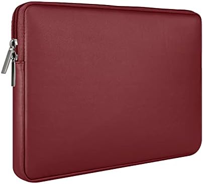 RAINYEAR 16 Pollici Custodia Protettiva per Laptop PC Computer Sleeve Impermeabile Caso Synthetic PU Morbide Leather Borsa, Compatibile con 16″ MacBook Pro Appositamente per A2141 A2485, Rosso