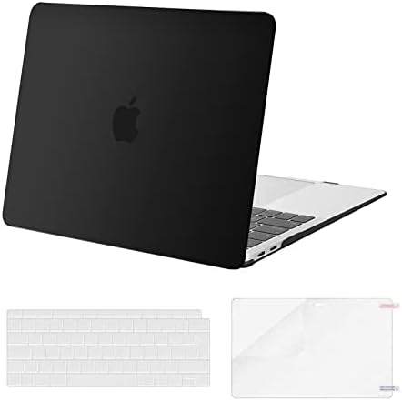 MOSISO Case Compatible con MacBook Air 13 Pollici 2022 2021 2020 2019 2018 Uscita A2337 M1 A2179 A1932 con Retina, Custodia Rigida in Plastica&Tastiera Cover&Proteggi Schermo, Nero