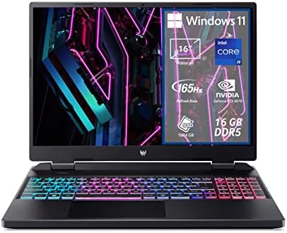 Acer Predator Helios Neo 16 PHN16-71-98AL Notebook Gaming, Processore Intel Core i9-13900HX, RAM 16 GB, 1024 GB SSD, Display 16″ WQXGA IPS 165 Hz, NVIDIA GeForce RTX 4070 8 GB GDDR6, Windows 11 Home