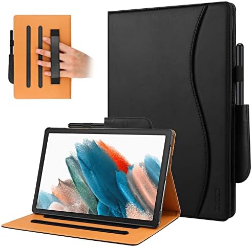 HoYiXi Custodia compatibile con Samsung Galaxy Tab A8 10.5” 2021 SM-X205/SM-X200 Business Cover con Porta Carte e Cinturino da Mano Custodia Protettiva per Samsung Galaxy Tab A8 10.5” 2021, nero