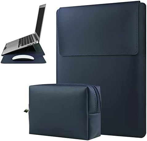 HoYiXi 13 Pollici Custodia per Laptop in Pelle Compatibile con MacBook Air M2 13.6” 2022/13.3” M1/MacBook Pro 13 2022-2016/Dell XPS 13/Surface Pro X/8/7/6/5/Surface Laptop 13.5”, blu scuro