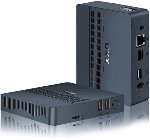 UXX Mini PC Supporto 512GB SSD Expansion, N3350 Desktop Computer 64GB eMMC, Piccolo PC Gaming 4K IPS HD UHD Dual Display, BT4.2, 2.4/5G WiFi, USB 3.0, per Ufficio/Casa, Blu