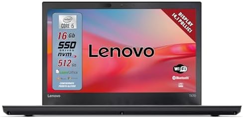 Lenovo, Pc portatile Intel Core i5 Pronto All’Uso con Pacchetto libre office, Notebook Con Display HD da 14″, Ram 16Gb, SSD 512Gb, Garanzia Italiana (Ricondizionato)