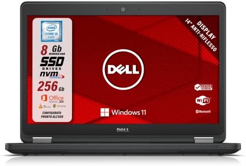 Dell Latitude, Pc Portatile Notebook Pronto All’Uso, Display 14″ HD, Intel i5-6200u, Ram 8Gb, SSD 256Gb, Computer Portatile Con Pacchetto Office 2021, W 11 Pro (Ricondizionato)