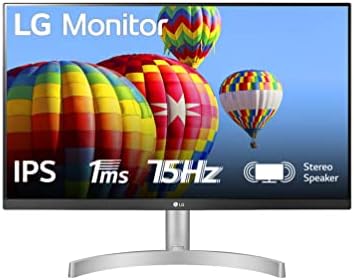 LG 24ML60SP Monitor 24″ Full HD LED IPS, 1920×1080, 1ms, AMD FreeSync 75Hz, Audio Stereo 10W, 2x HDMI 1.4 (HDCP 1.4), VGA, AUX, Schermo Antiriflesso, Flicker Safe, Bianco