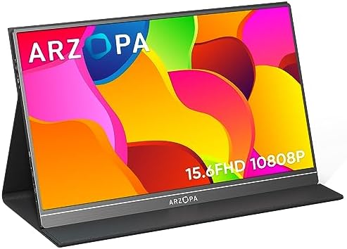 ARZOPA Monitor portatile, monitor portatile 15,6 pollici, 1920×1080 FHD, schermo mobile esterno IPS 100% SRGB con HDMI