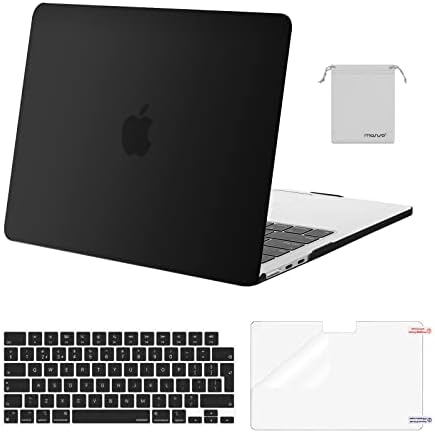 MOSISO Case Compatibile con MacBook Air 13,6 Pollici 2023 2022 M2 A2681 Chip con Liquid Retina Display Touch ID, Plastica Custodia Rigida & Tastiera Cover & Protezione Schermo & Borsa,Nero