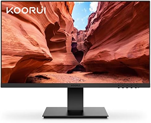 KOORUI Monitor 24″ FULL HD, (1920 x 1080, 75 Hz, VGA, HDMI), Flicker Safe, 99% sRGB, Tempo di Risposta 5 ms, Reclinabile, Nero