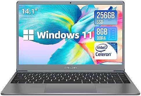 TECLAST PC Portatile 14.1 Pollici, 8GB RAM + 256GB SSD TF Expansion, F7Plus2 Notebook, Windows 11 Computer Portatile, IPS 1920×1080, Intel Celeron N4120 2.6GHz Processore, 2.4G/5G WiFi, Bluetooth4.2
