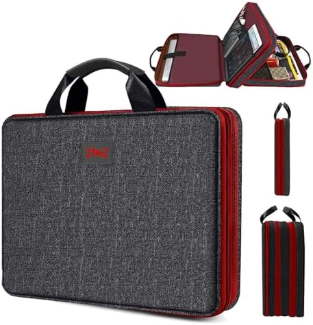 ZINZ Sottile ed Espandibile 15 15,6 16 Pollici Custodia Borsa Impermeabile, Computer Borsetta Ventiquattrore Compatibile con 15″-16″ MacBook PRO HP ASUS dell Lenovo Ace,Nero Rosso