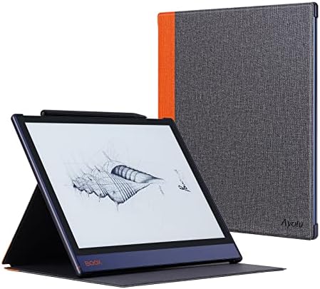 OLAIKE Custodia Pieghevole per Tablet di Carta Onyx BOOX Note Air 10.3”,Auto Sleep/Wake,Copertura Folio in Tessuto Resistente con Supporto Pieghevole,Arancio-Grigio