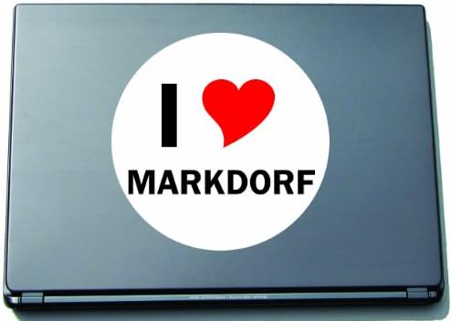 INDIGOS UG I Love Aufkleber Adesivo Laptopaufkleber Laptopskin 297 mm, mit Stadtname MARKDORF