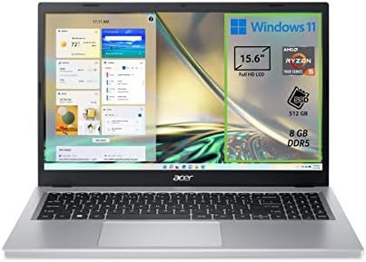 Acer Aspire 3 A315-24P-R8DK PC Portatile, Notebook, Processore AMD Ryzen 5 7520U, RAM 8 GB DDR5, 512 GB PCIe NVMe SSD, Display 15.6″ FHD LED, Scheda Grafica AMD Radeon, Windows 11 Home, Silver