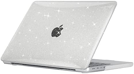 EooCoo Custodia Compatibile con 2021-2023 Macbook Pro 14 pollici M1 A2442 / M2 A2779 / M3 A2918 A2992 con Touch ID, Cover Rigido in Plastica, Superficie Liscia e Lucida- Scintillante Trasparente