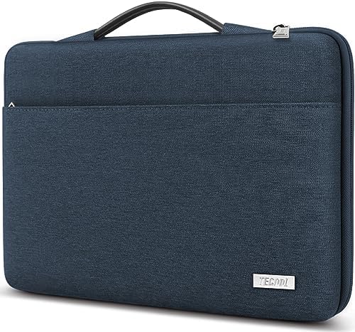 TECOOL Custodia Laptop Borsa per 14 Pollici HP Lenovo Acer ASUS Dell Notebook, Macbook Air 15 M2 2023,15 Pollici Surface Laptop 3, Sleeve Portatile Cover con Maniglia Retrattile, Blu Denim