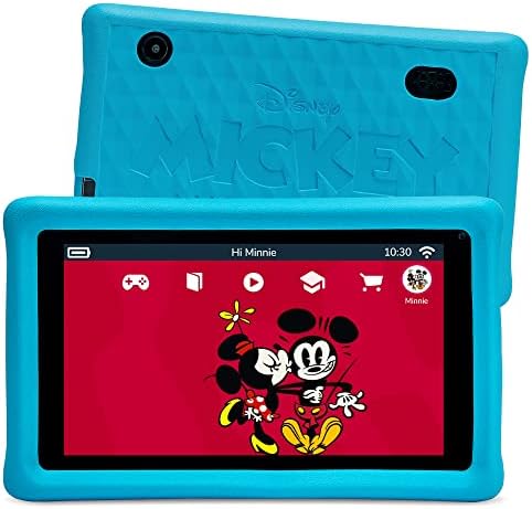 Pebble Gear Disney Kids Tablet 7 pollici Topolino Tablet per bambini con custodia a misura di bambino, controlli parentali, filtro luce blu, oltre 500 giochi, app, e-book, Wi-Fi, 16 GB
