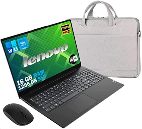 Lenovo, Pc portatile notebook pronto all’uso, Display FHD 15,6″, cpu N4500, ram 16Gb, sshd 1256Gb, windows 11 pro, computer portatile MOUSE e BORSA OMAGGIO, Tastiera Italiana
