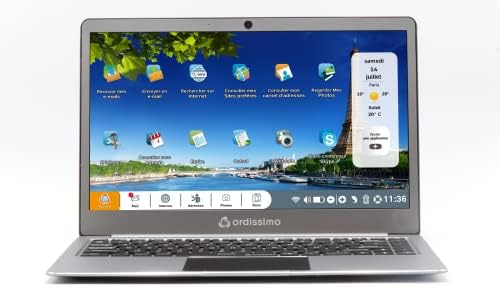 Ordissimo – Laptop Ultra-Fin Agathe 3 Facile da Usare – Interfaccia intuitiva con Ampio Schermo e Tastiera Francese – Anti-Virus – Design Elegante – Webcam Integrata – Argento