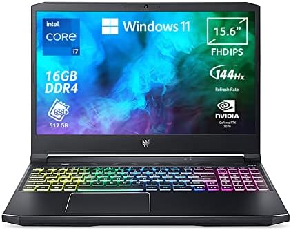 Acer Predator Helios 300 PH315-54-725M Notebook Gaming, Processore Intel Core i7-11800H, Ram 16 GB DDR4, 512 GB PCIe SSD, Display 15.6″ FHD IPS 144 Hz, NVIDIA GeForce RTX 3070 8 GB, Windows 11 Home