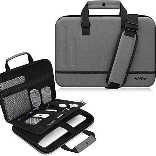 Alfheim 13-14/14,2 Pollici Borsa Rigida per laptop con Tracolla Custodia Protettiva Impermeabile per laptop Borsa a tracolla per Laptop, Compatibile con MacBook Pro A2442 (Grigio)
