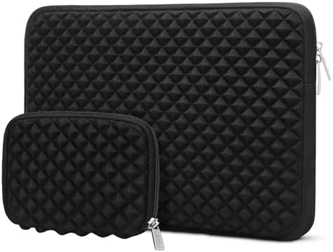 MOSISO Laptop Sleeve Compatibile con MacBook Air 15 M2 A2941 2023/Pro 15 A1990 A1707,15 Pollici Surface Laptop 5/4/3,dell XPS 15 Plus, HP Stream 14, Diamante Modello Borsa con Piccolo Caso, Nero