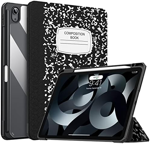 TiMOVO Custodia Protettiva Compatibile con Nuovo iPad Air 5a Generazione 2022/iPad Air 4a Generazione 2020, iPad Air Case 10.9-Pollici, con Supporto e Portapenna – Quaderno Nero