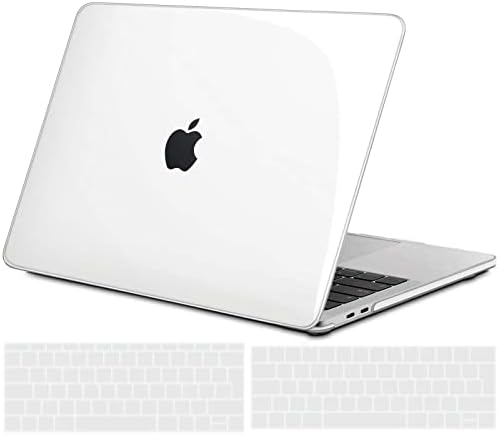TECOOL Cover per MacBook Pro 13″ 2022 2021 2020-2016 (M2/M1 A2338/A2289/A2251/A2159/A1989/A1706), trasparente custodia rigida sottile in plastica + protezione EU tastiera in silicone, cristallo chiaro