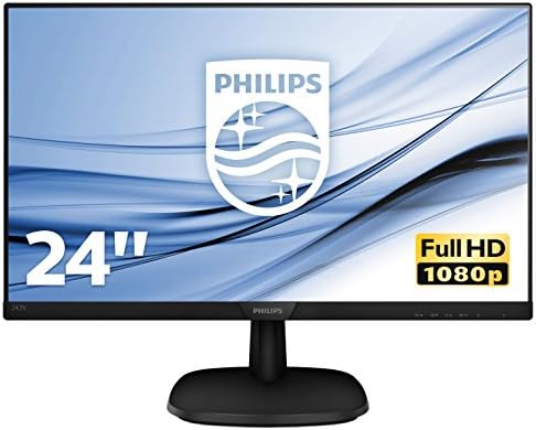 Philips 243V7QJABF Monitor 24″ LED IPS FHD, 4 ms, 3 Side Frameless, Low Blue, Flicker Free, HDMI, Display Port, VGA, Casse Integrate, Attacco VESA, Nero