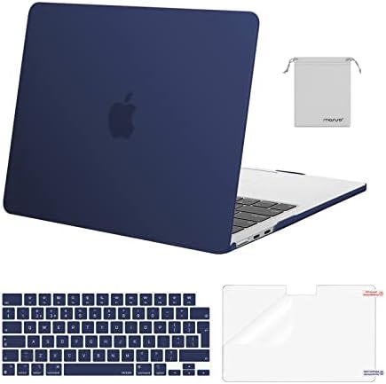 MOSISO Case Compatibile con MacBook Air 13,6 Pollici 2023 2022 M2 A2681 Chip con Liquid Retina Display Touch ID, Plastica Custodia Rigida & Tastiera Cover & Protezione Schermo & Borsa,Blu Navy