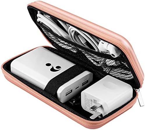 ACOCOBUY Custodia per Power Bank Custodia per Disco Rigido Custodia per il Trasporto Antiurto Borsa per Organizer per Cavi da Viaggio Borsa Rigida in EVA Portatile Borsa per Organizer Oro Rosa