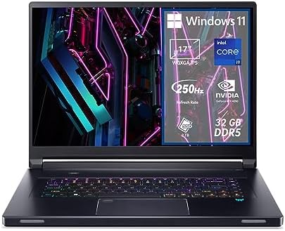 Acer Predator Triton 17X PTX17-71-99PV Notebook Gaming, Processore Intel Core i9-13900HX, RAM 32 GB, 2 x 1 TB SSD, Display 17″ WQXGA IPS 250 Hz, NVIDIA GeForce RTX 4090 16 GB GDDR6, Windows 11 Home