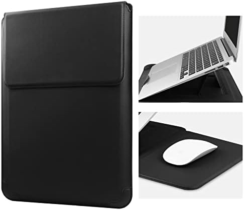 HoYiXi 14” Laptop Custodia con Stand Sleeve Case in Pelle Compatibile con MacBook Pro 14 2021/ASUS Vivobook 14/HP Pavilion X360/Lenovo IdeaPad/Dell Lenovo HP ASUS Acer HUAWEI Matebook 14” PC, Nero