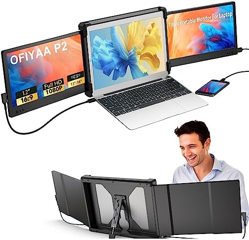 OFIYAA P2 (12 Inch) Monitor Portatile Portable Monitor Laptop Schermo Tablet Doppio Display da 12” FHD IPS Trasportabile Schermo Portatile USB-A/TYPE-C/HDMI 4 Altoparlanti Portable Monitor Schermo