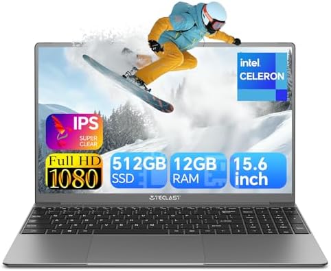 TECLAST F16Plus PC Portatile 15,6 Pollici FHD, Tastiera Retroilluminata, 12GB RAM 512GB SSD Computer Portatile, Intel N4120 Notebook, 2.4G/5G WiFi, BT4.2, Type C, USB3.0, Home Ufficio Laptop