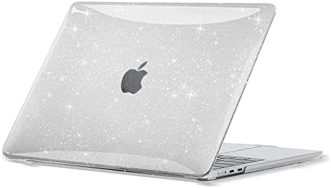 EooCoo Custodia compatibile con Macbook Air M2 13.6 Pollici A2681 con Touch ID, 2022 Pubblicazione, Plastica Cover Rigide, Superficie Lucida – Scintillante Trasparente
